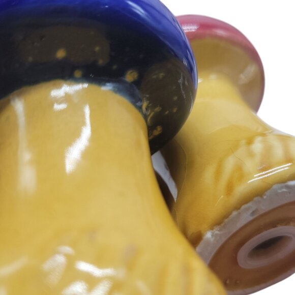 Vintage Ceramic Mushroom Salt & Pepper Shakers Japan Red & Blue Tops - Picture 11 of 11